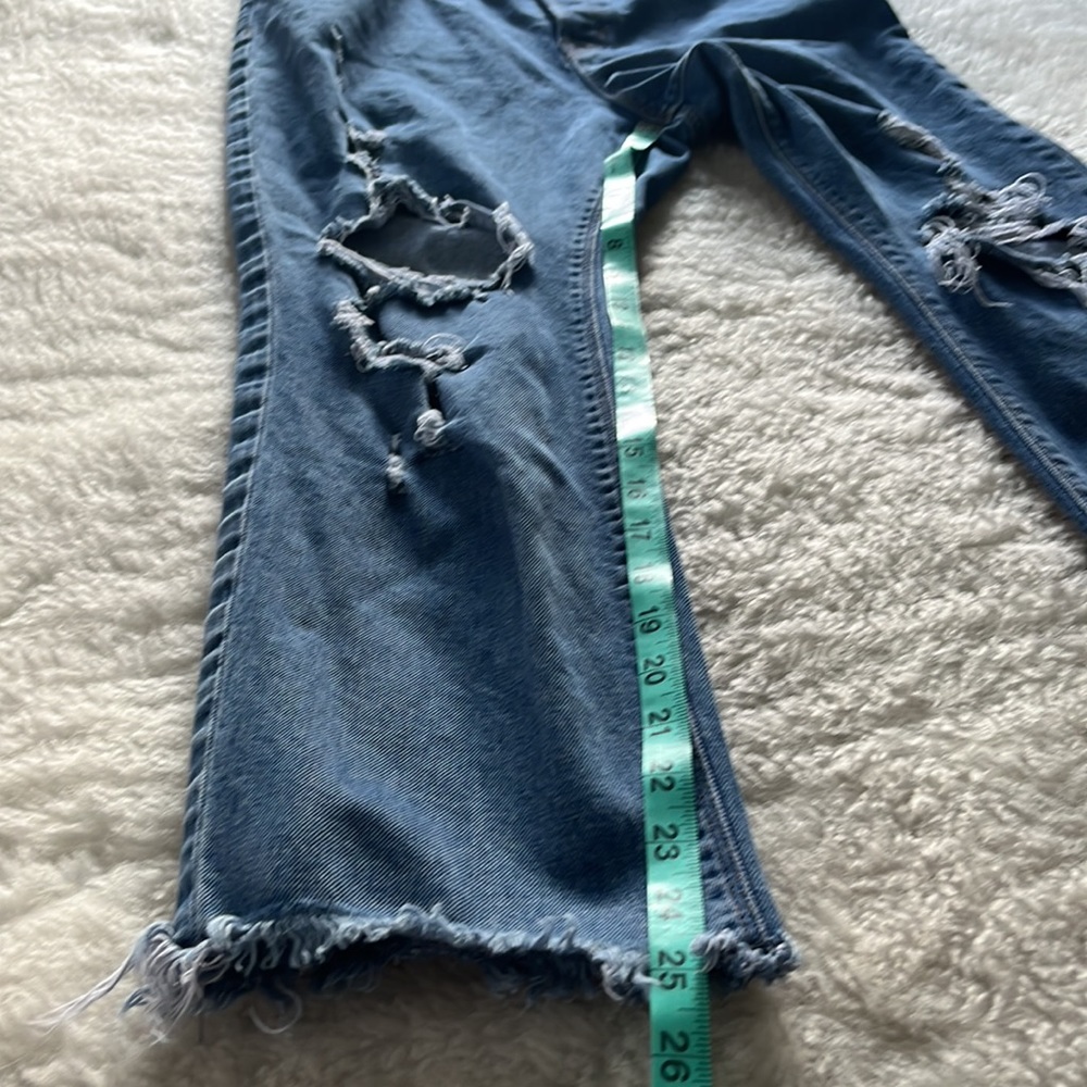 Hudson Riley Luxe Crop Relaxed Straight Raw Hem Button Fly Distressed Jeans 32 - Picture 7 of 15